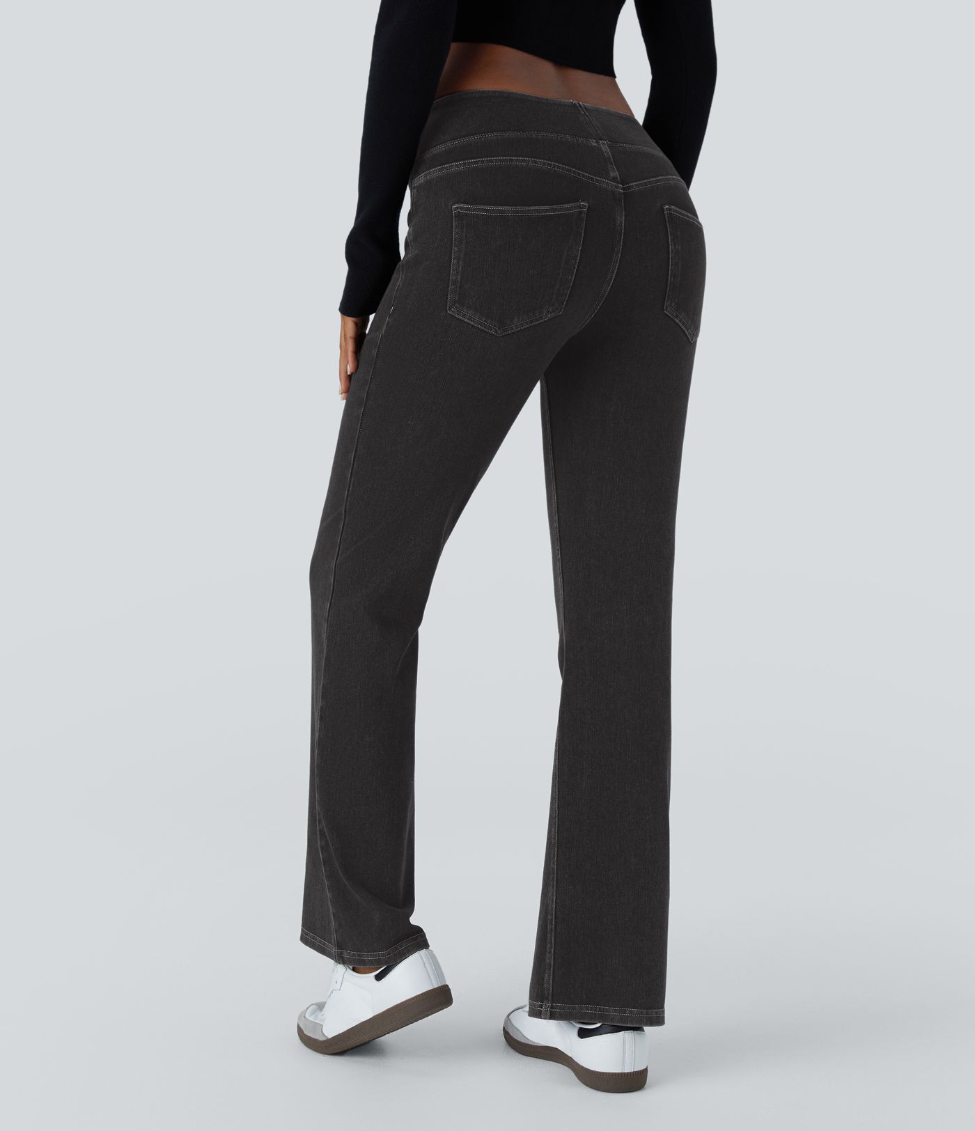 Halara Flex™ Low Rise Back Pockets Stretchy Knit Casual Bootcut Jeans