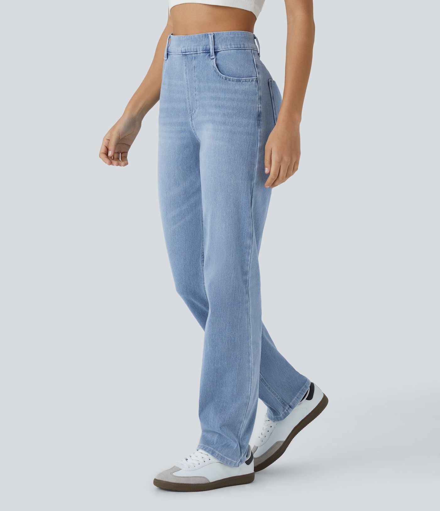 Halara Flex™ High Waisted Pockets Straight Leg Cool Touch Washed Casual Jeans