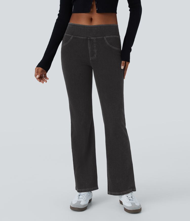 Halara Flex™ Low Rise Back Pockets Stretchy Knit Casual Bootcut Jeans