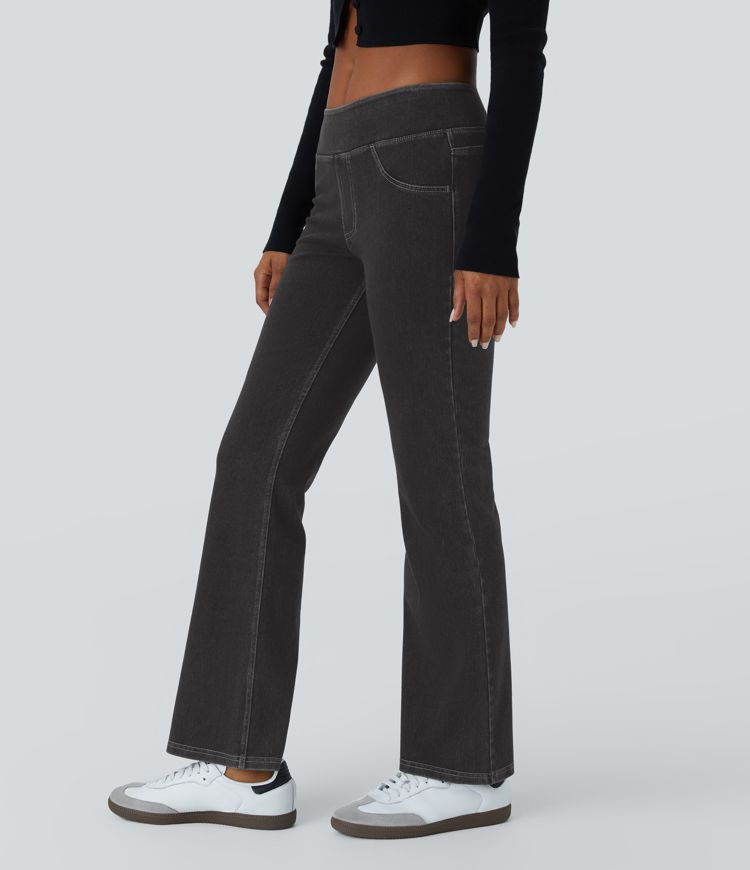 Halara Flex™ Low Rise Back Pockets Stretchy Knit Casual Bootcut Jeans
