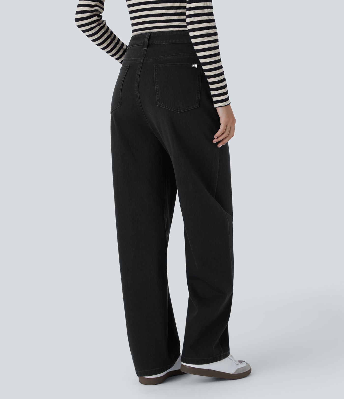 Halara Flex™ High Waisted Pockets Washed Casual Baggy Jeans