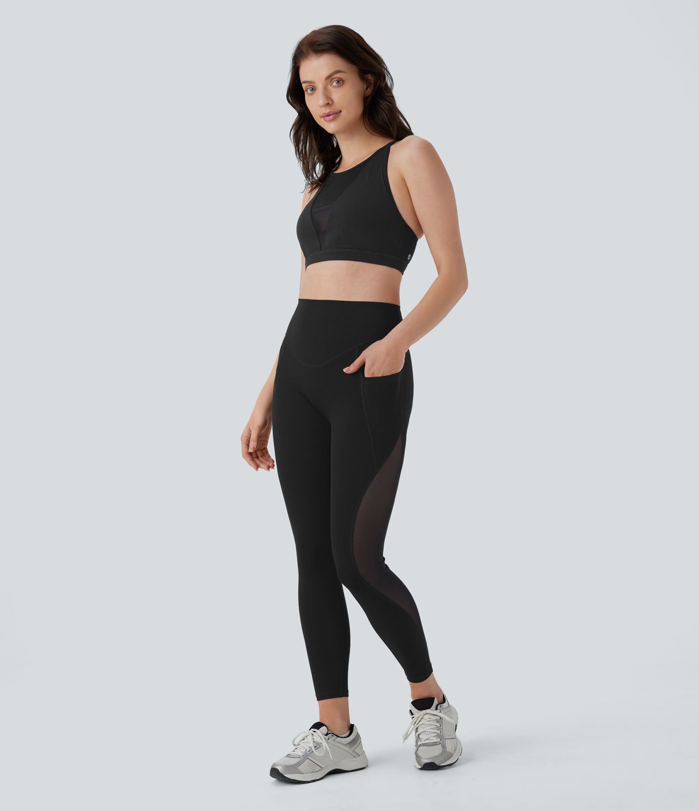 Halara UltraSculpt™ Super High Waisted Butt Lifting Tummy Control Pocket Contrast Mesh Shaping Workout Leggings