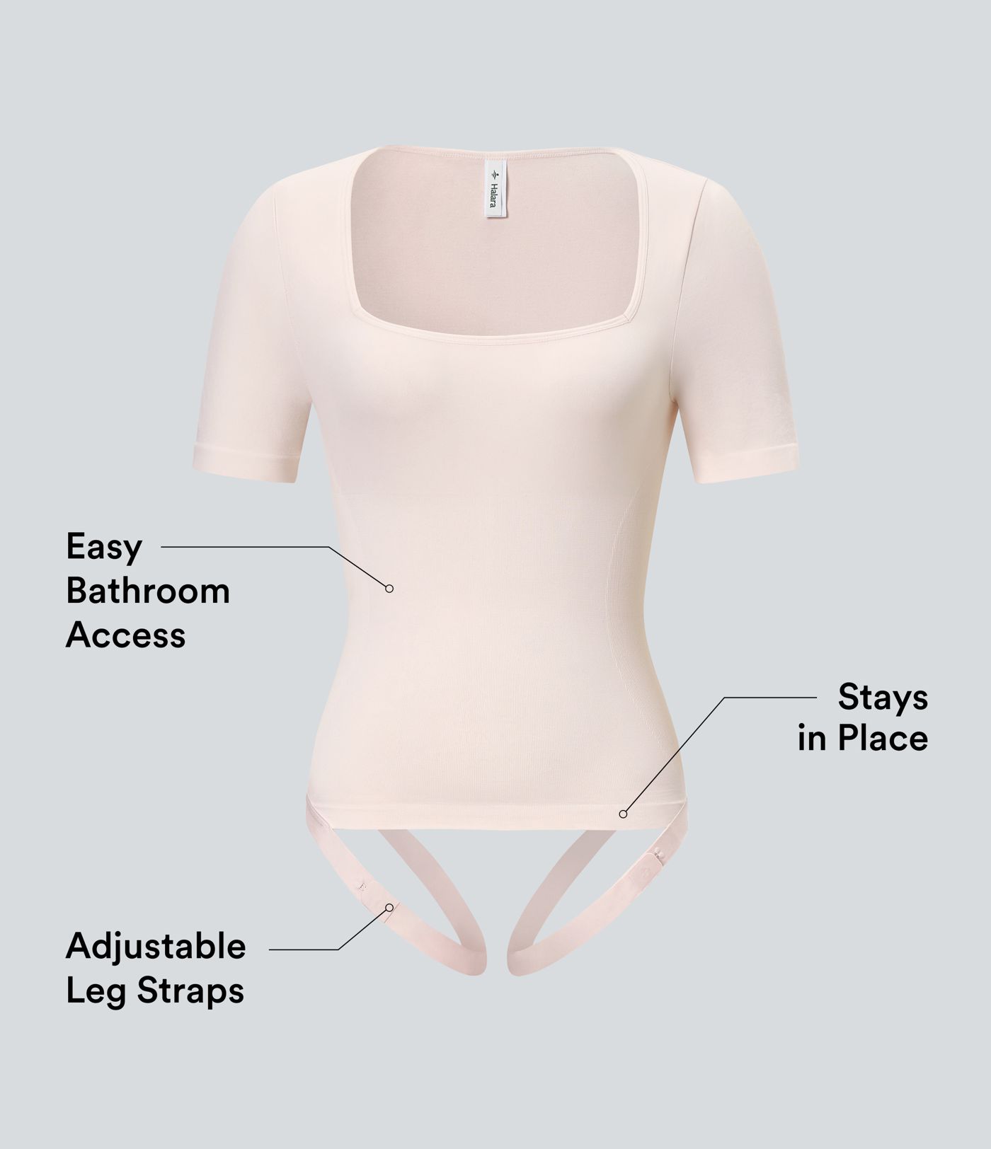 Body de oficina fluido y suave con escote cuadrado y tirantes ajustables en las piernas - Easy Peezy