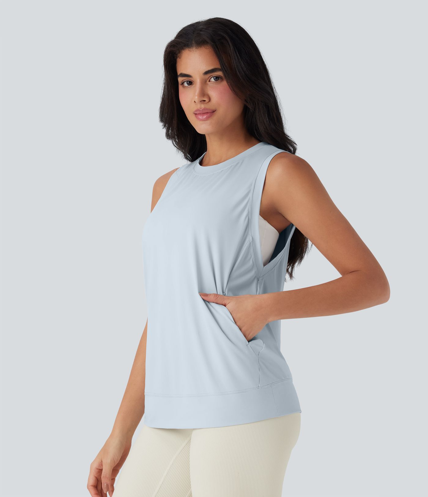 Débardeur de yoga col rond Cool Touch avec poches latérales - UPF50+