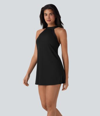 Softlyzero™ Airy Backless Tie Back 2-in-1 Cool Touch Mini Yoga Active Dress with Side Pocket-UPF50+