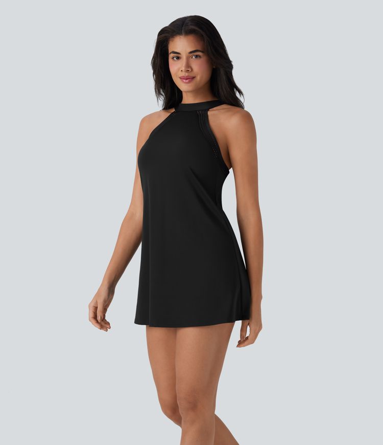 Softlyzero™ Airy Backless Tie Back 2-in-1 Cool Touch Mini Yoga Active Dress with Side Pocket-UPF50+