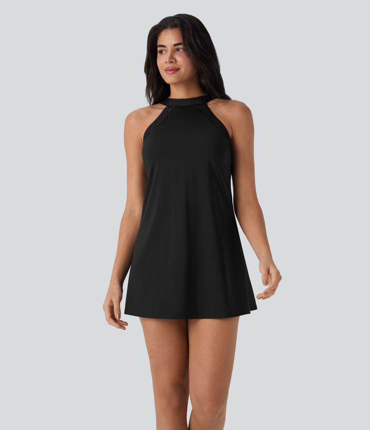 Softlyzero™ Airy Backless Tie Back 2-in-1 Cool Touch Mini Yoga Active Dress with Side Pocket-UPF50+