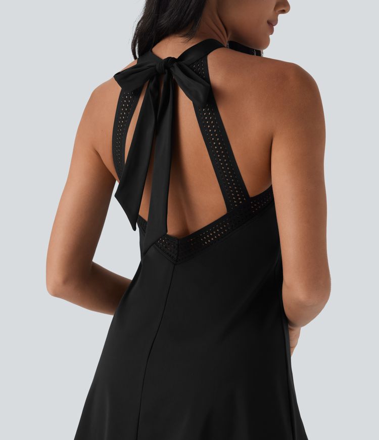 Softlyzero™ Airy Backless Tie Back 2-in-1 Cool Touch Mini Yoga Active Dress with Side Pocket-UPF50+