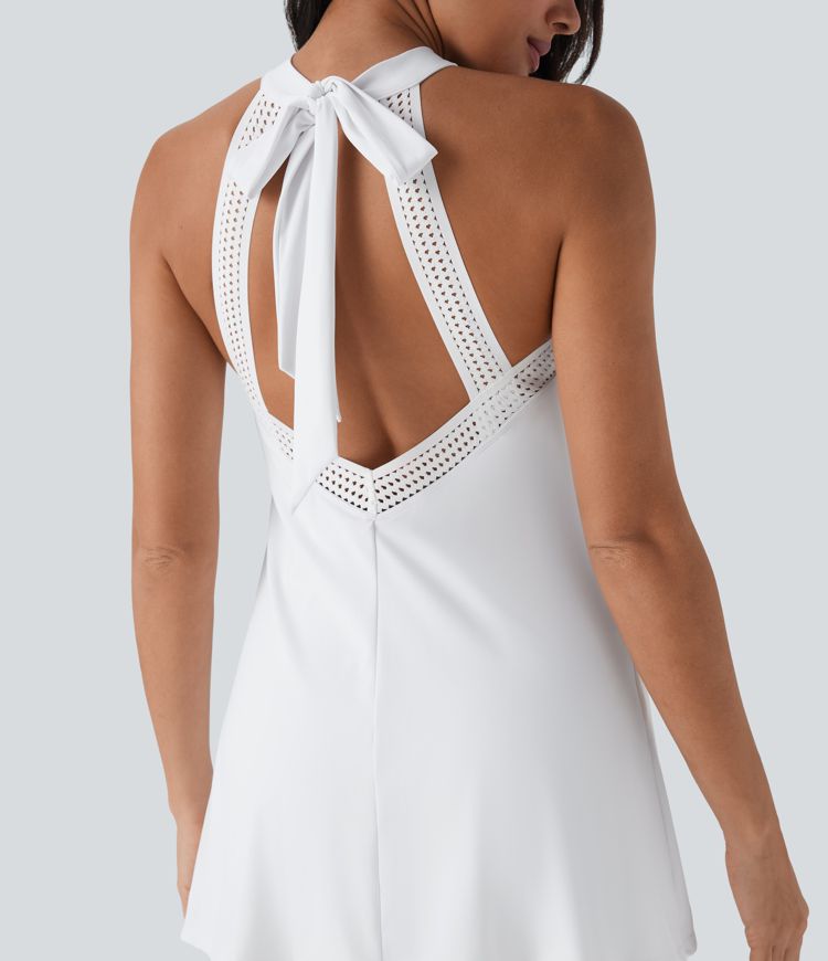 SoftlyZero™ Airy Tie Back 2-in-1 Cool Touch Mini Yoga Active Dress with Pocket-UPF50+