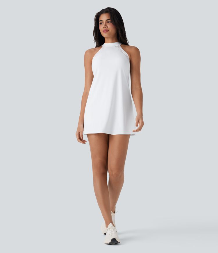 SoftlyZero™ Airy Tie Back 2-in-1 Cool Touch Mini Yoga Active Dress with Pocket-UPF50+