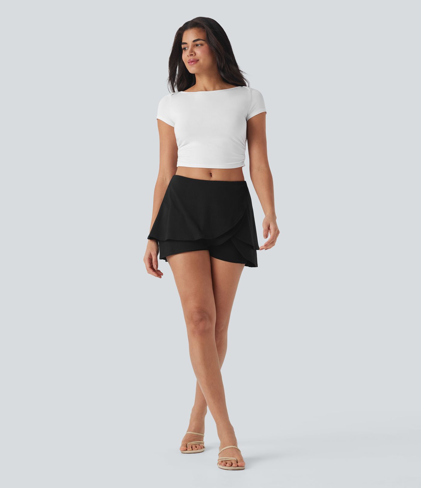 Jupe mini Tulppaani 2-en-1 bas queue, coupe décontractée, avec poche