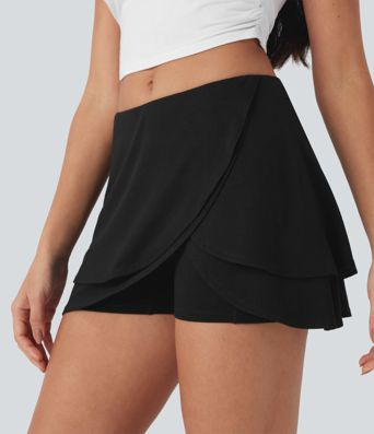 Jupe mini Tulppaani 2-en-1 bas queue, coupe décontractée, avec poche