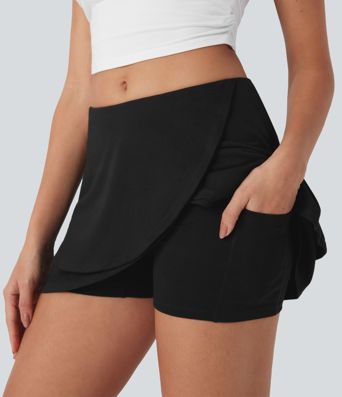 Jupe mini Tulppaani 2-en-1 bas queue, coupe décontractée, avec poche