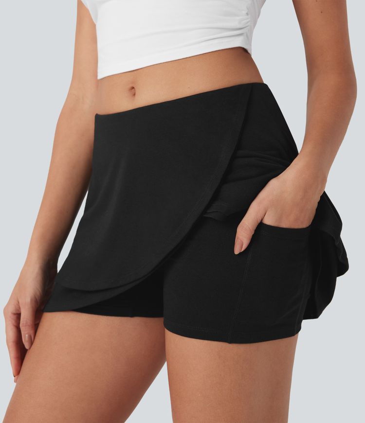 Jupe mini Tulppaani 2-en-1 bas queue, coupe décontractée, avec poche