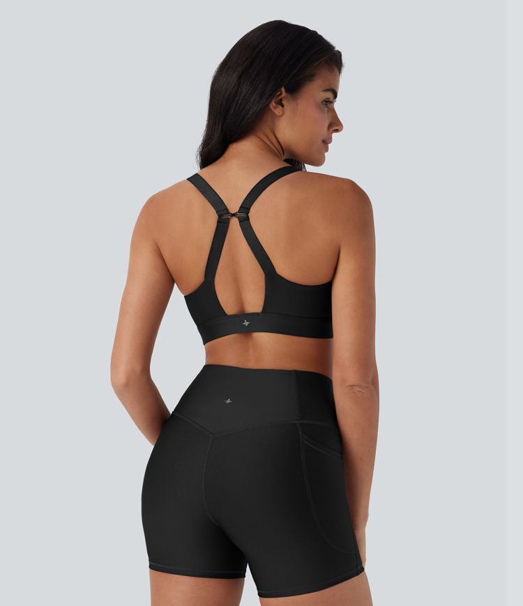 Soutien-gorge de sport course soutien moyen dos nu brillant