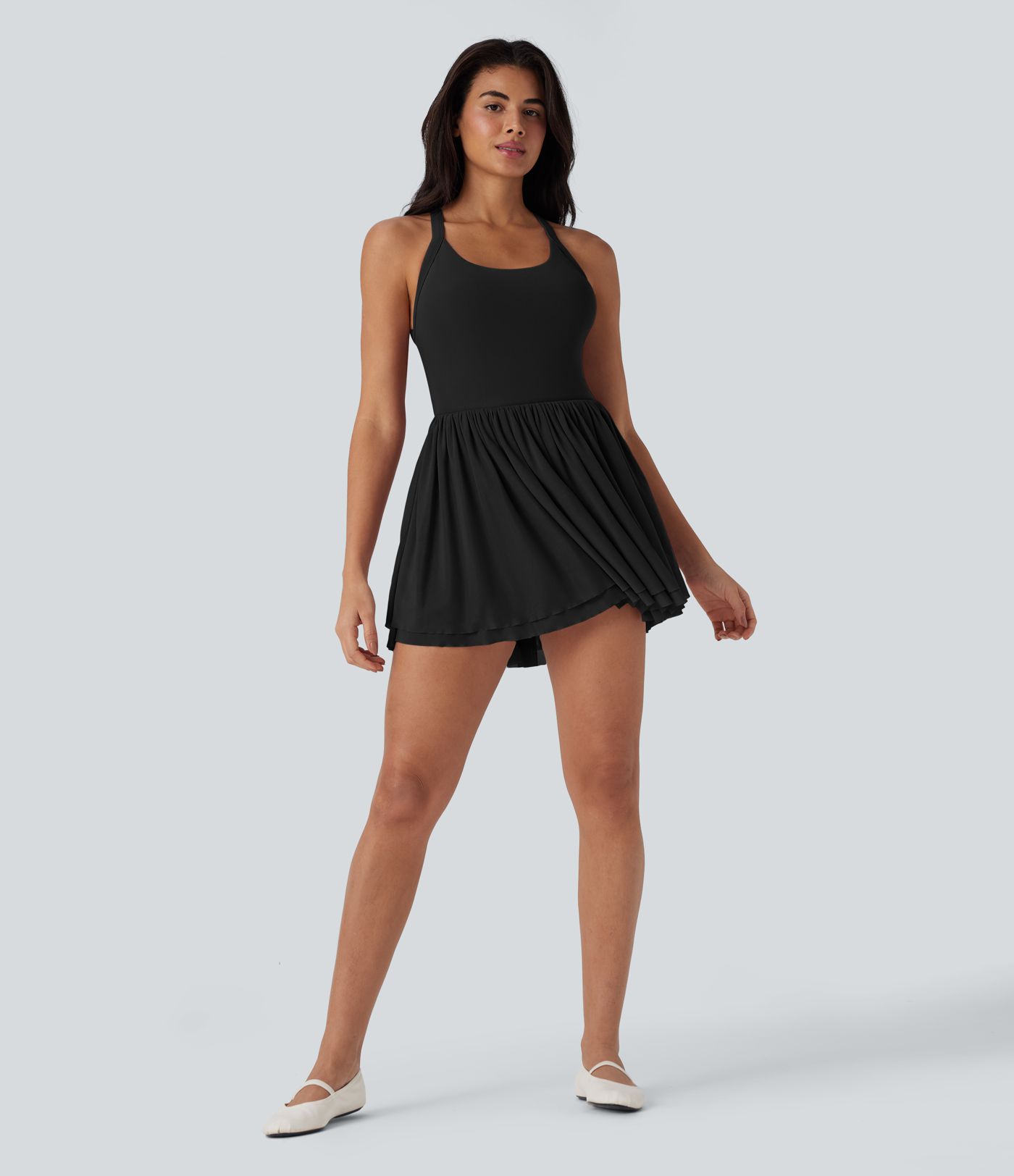 Mesh 2-in-1 Mini Dance Active Dress with Pocket