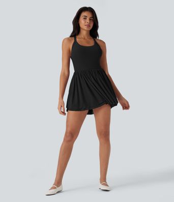 Mesh 2-in-1 Mini Dance Active Dress with Pocket