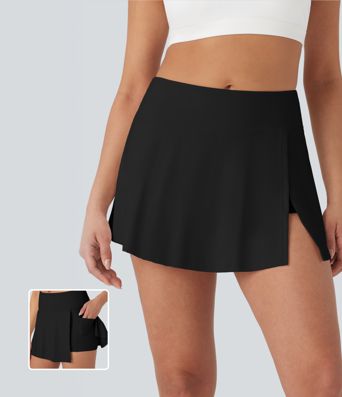 Mid Rise 2-in-1 A-line Mini Yoga Skirt with Pockets