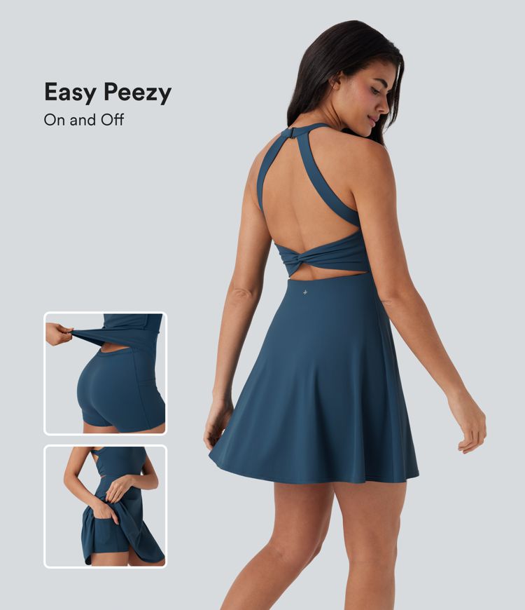 Vestido deportivo de baile Softlyzero™ Airy con espalda abierta y efecto retorcido de tacto fresco - Easy Peezy