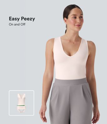 OneForm Seamless Flow V Neck Sleeveless Work Shapewear Bodysuit-Easy Peezy Edition