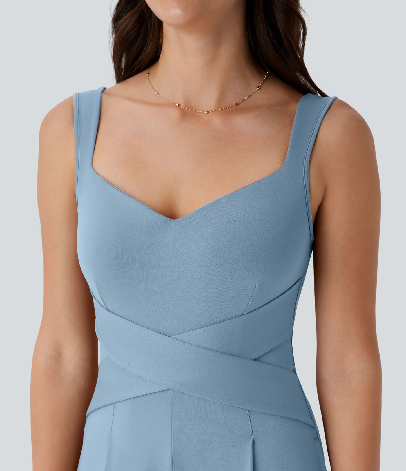 U Back Sleeveless Casual Jumpsuit with Pockets