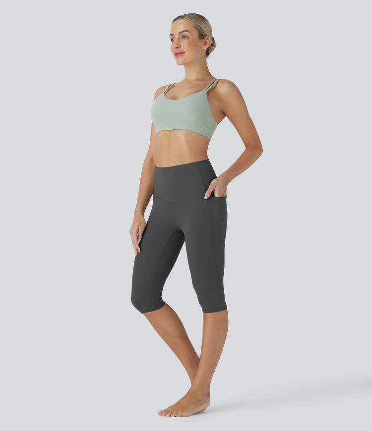 Halara UltraSculpt™ SoCinched High Waist Tummy Control Pedal Pusher Yoga-Leggings mit Taschen