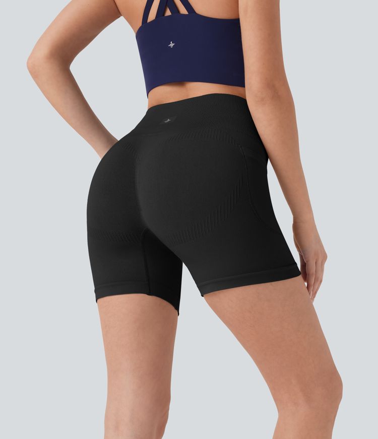 Short cycliste yoga 12,5 cm taille haute sans couture OneForm Seamless Flow avec poches
