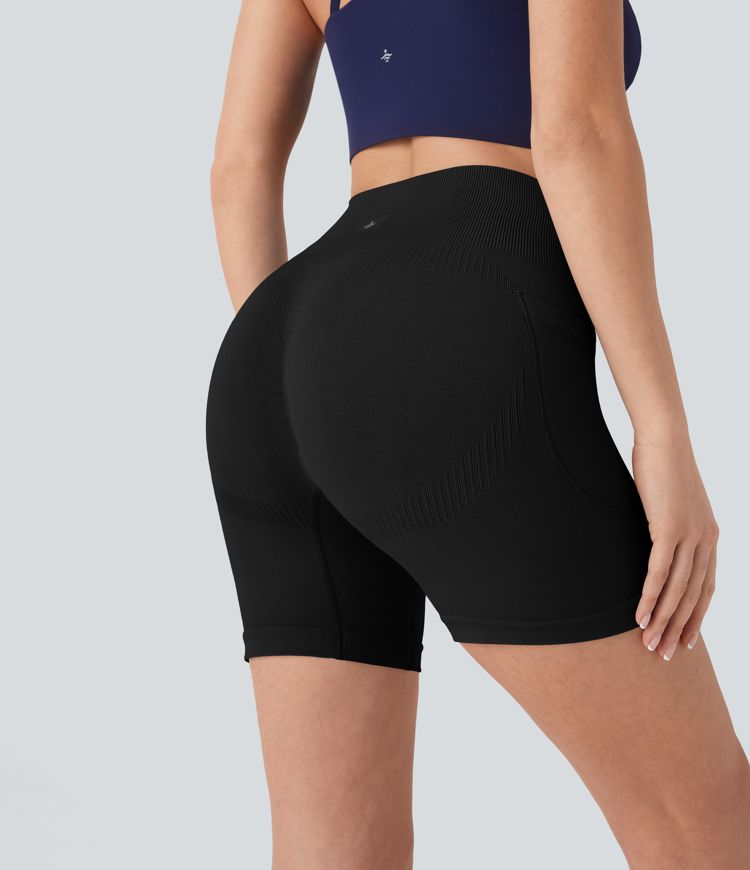 Short cycliste yoga 12,5 cm taille haute sans couture OneForm Seamless Flow avec poches