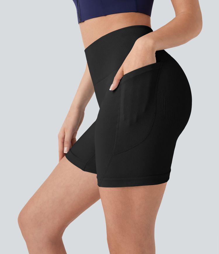 Short cycliste yoga 12,5 cm taille haute sans couture OneForm Seamless Flow avec poches