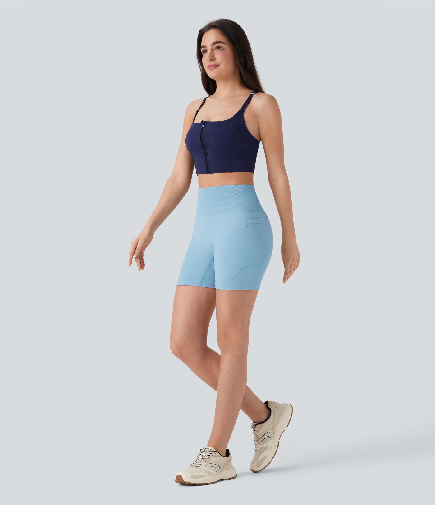 Short cycliste yoga 12,5 cm taille haute sans couture OneForm Seamless Flow avec poches