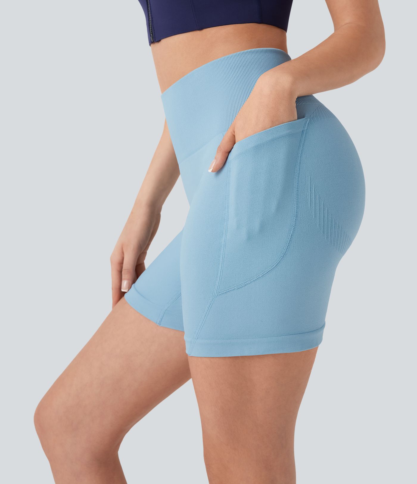 Short cycliste yoga 12,5 cm taille haute sans couture OneForm Seamless Flow avec poches