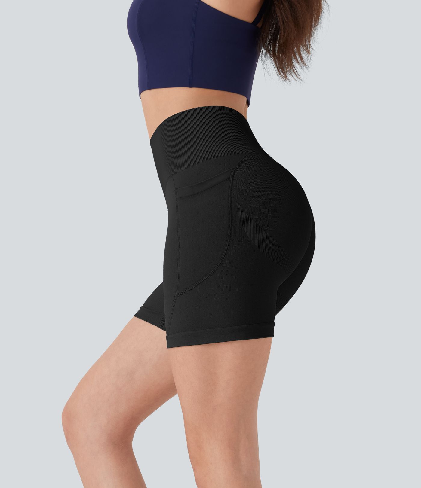 Short cycliste yoga 12,5 cm taille haute sans couture OneForm Seamless Flow avec poches