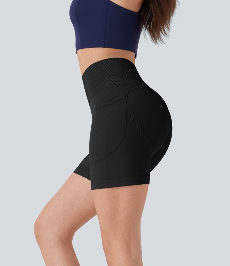 Short cycliste yoga 12,5 cm taille haute sans couture OneForm Seamless Flow avec poches