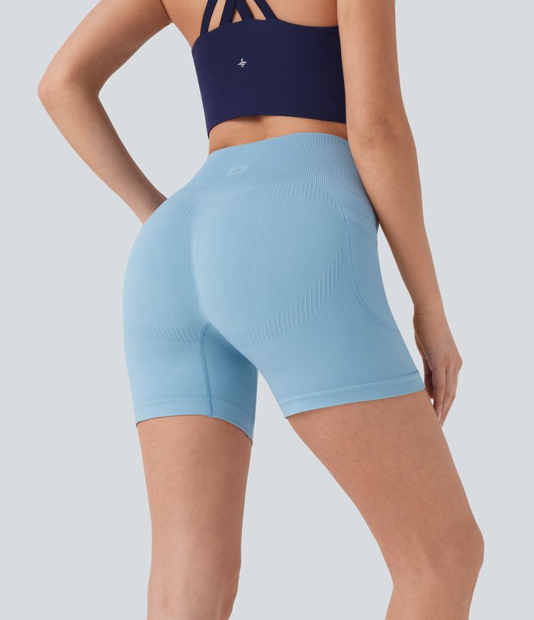 Short cycliste yoga 12,5 cm taille haute sans couture OneForm Seamless Flow avec poches