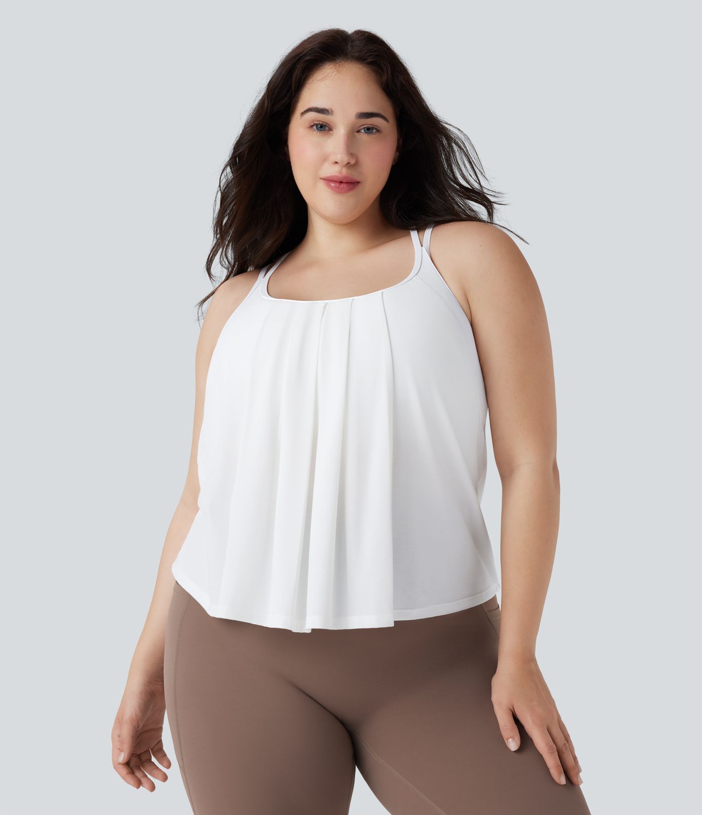 Plus Size Crisscross Backless Pleated Quick Dry Yoga Cami Top