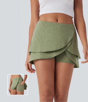 Falda mini Tulppaani 2 en 1 de cintura baja, estilo casual con bolsillo