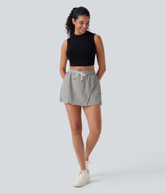 2-in-1 Freizeit-Minirock mit mittelhohem Bund, Seitentaschen und Kordelzug