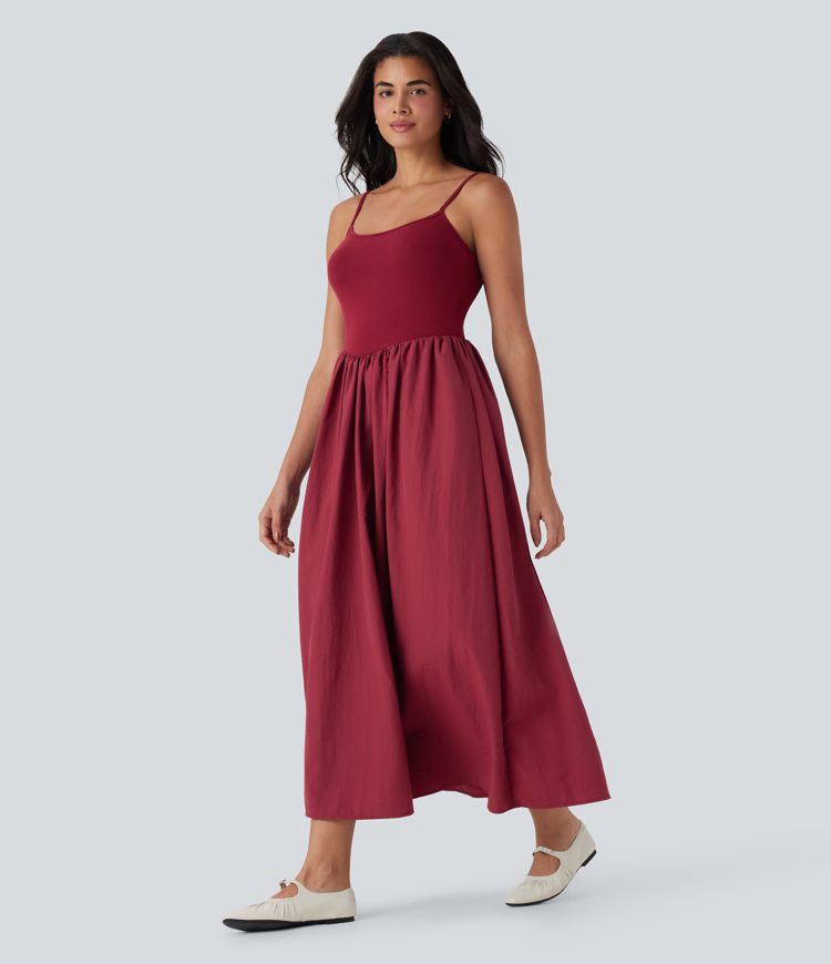 Vestido maxi casual sin espalda con bolsillos laterales