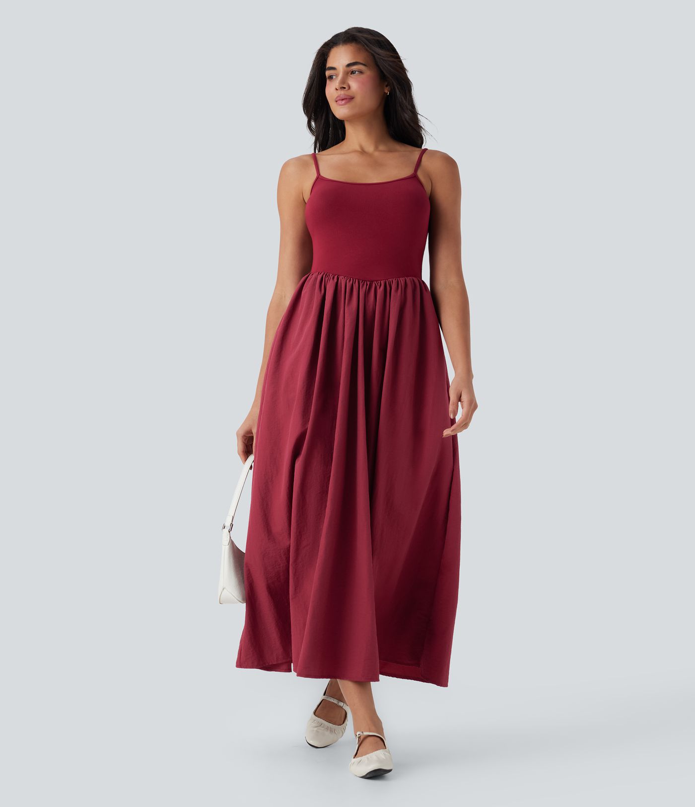 Vestido maxi casual sin espalda con bolsillos laterales