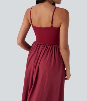 Vestido maxi casual sin espalda con bolsillos laterales