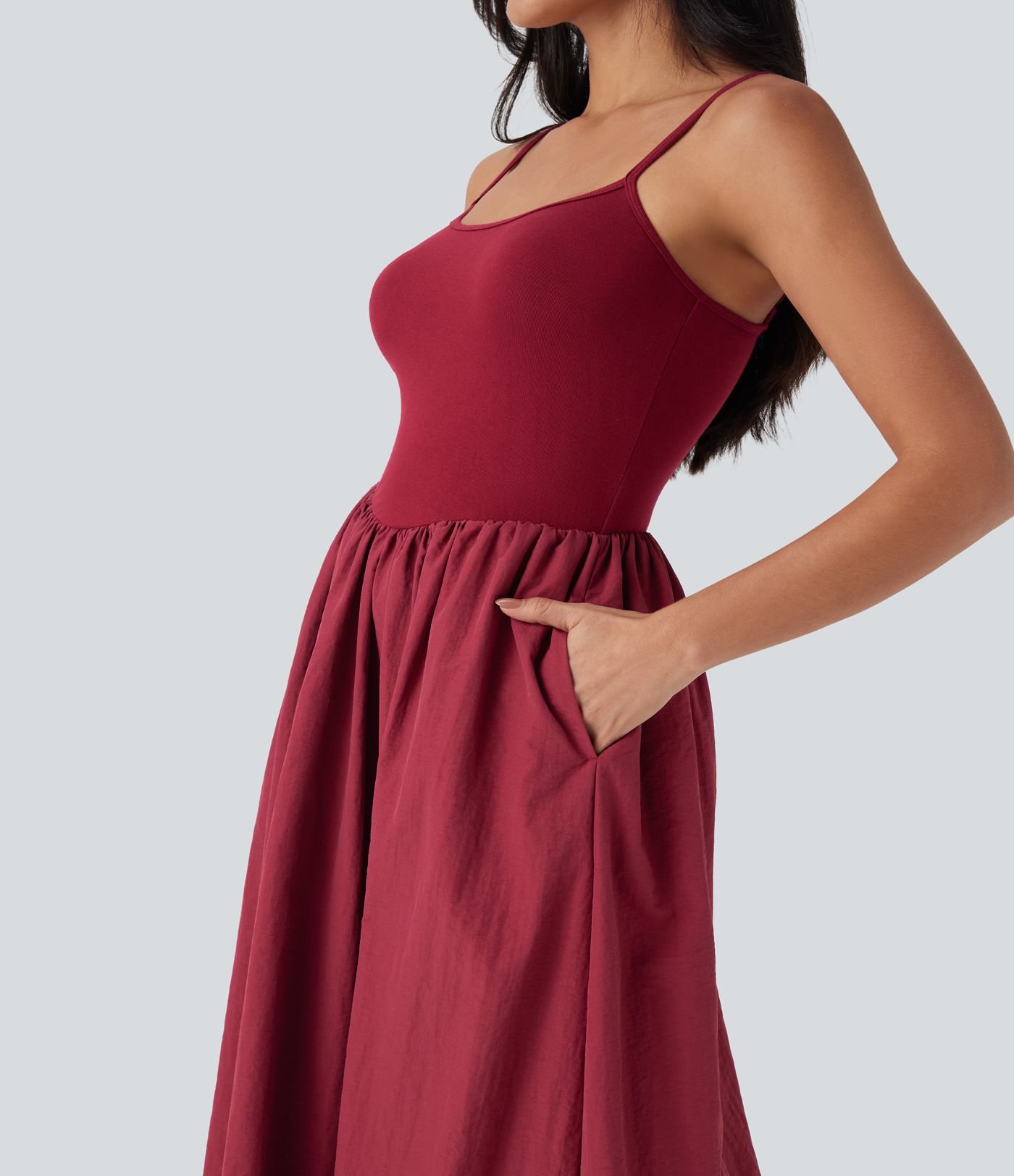 Vestido maxi casual sin espalda con bolsillos laterales