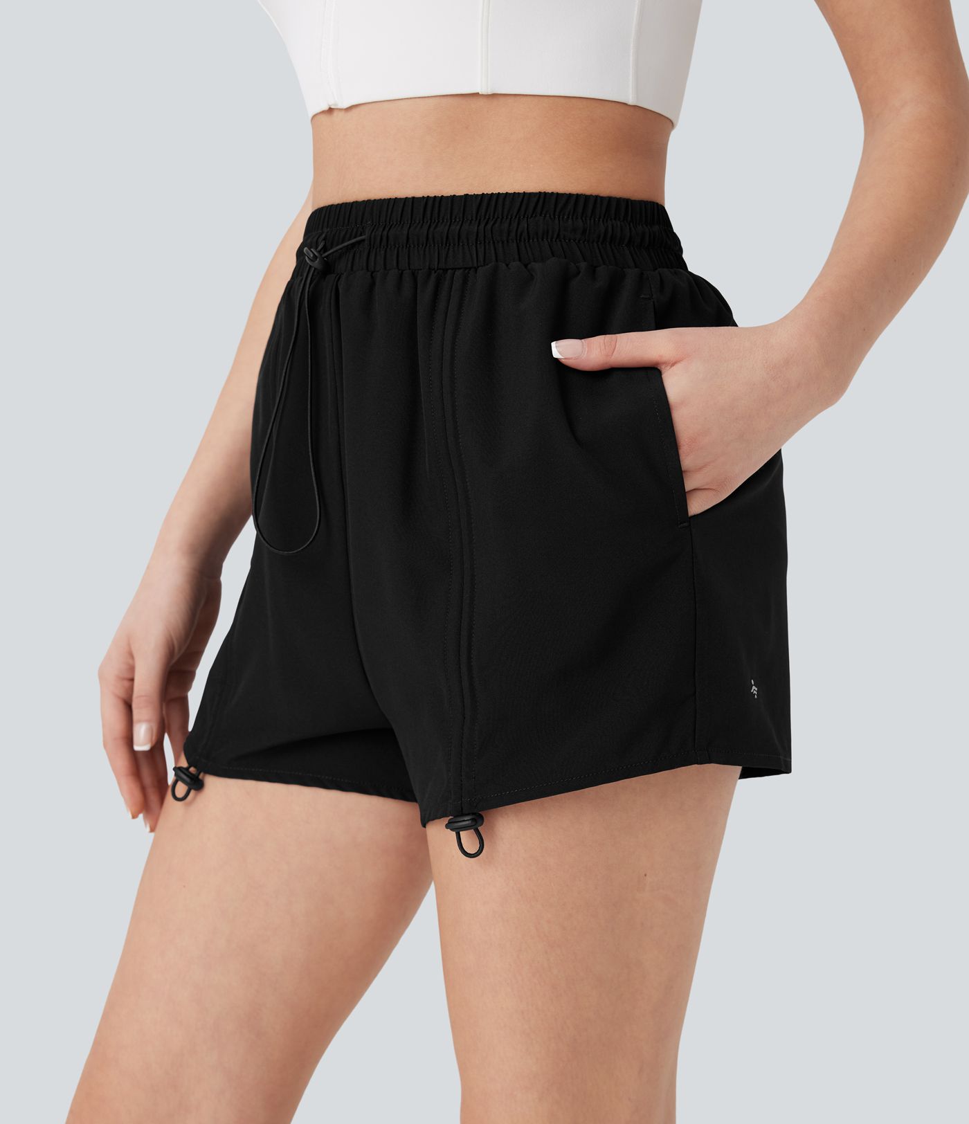 Shorts taille haute avec cordon et poches 2-en-1