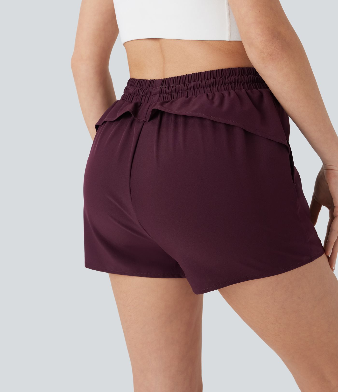 2-in-1 Yogashorts mit hohem Bund, Seitentaschen und Kordelzug