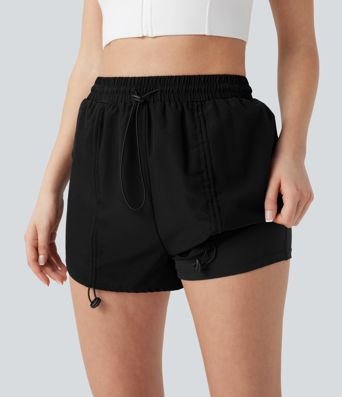 Shorts taille haute avec cordon et poches 2-en-1