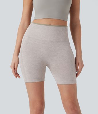 Pantalón corto yoga ciclista tiro alto realce glúteo sin costura 5 pulgada