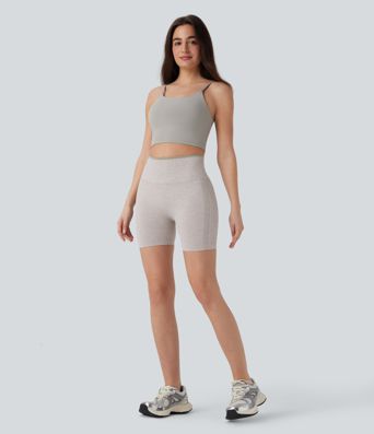 Pantalón corto yoga ciclista tiro alto realce glúteo sin costura 5 pulgada