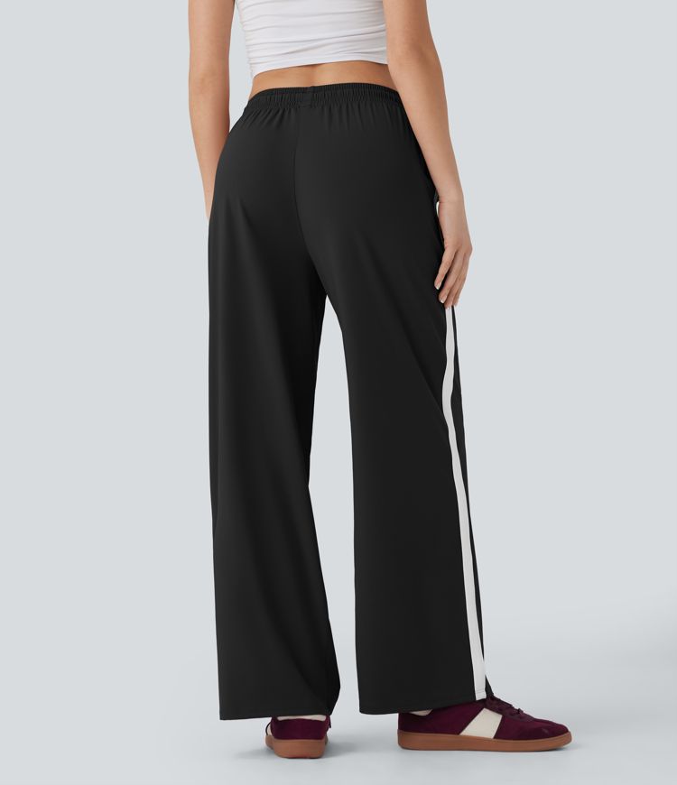 SoftlyZero™ Airy Low Rise Drawstring Color Block Straight Leg Cool Touch Casual Pants with Pockets-UPF50+