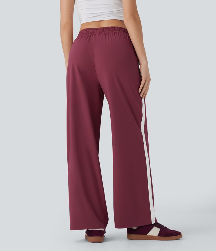 SoftlyZero™ Airy Low Rise Drawstring Color Block Straight Leg Cool Touch Casual Pants with Pockets-UPF50+