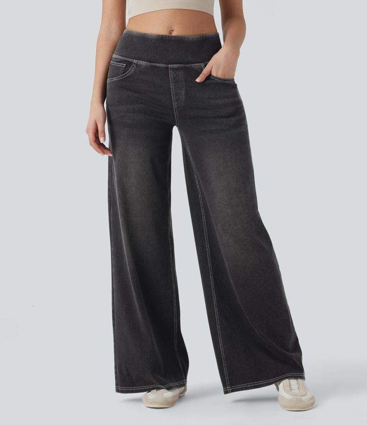 Halara Flex™ SoCinched Mid Rise Tummy Control Casual Baggy Jeans with Pockets