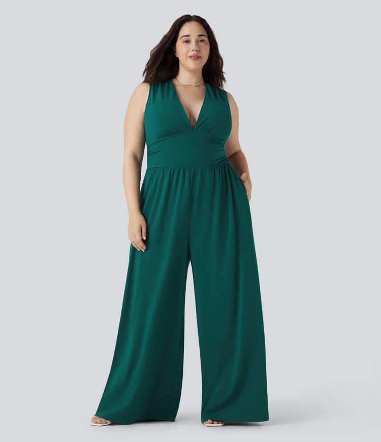 Combinaison grande taille col V sans manches avec poches - Édition Easy Peasy